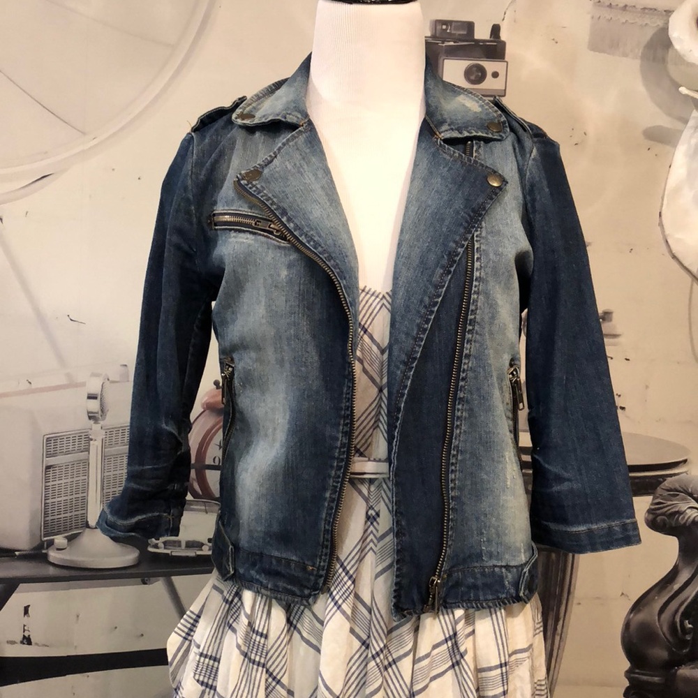 Zara Denim Moto Jacket